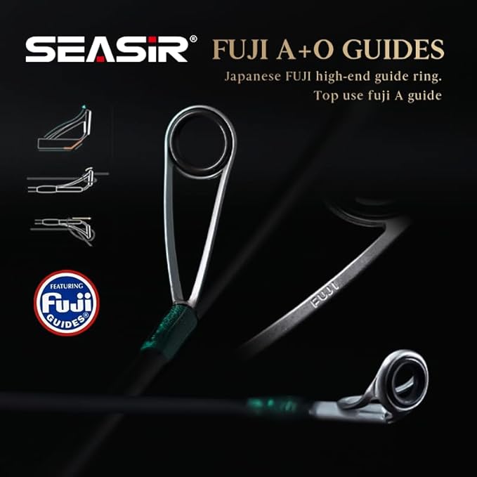 SEASIR Stream Fishing Rod, Ultralight Spinning Rod Travel Bait Casting Rod, 2 Piece, Fuji A O Ring Guide, Solid Wood Handle, 40T Carbon Fiber, Compact Fishing Pole for Saltwater Freshwater Trout Bass