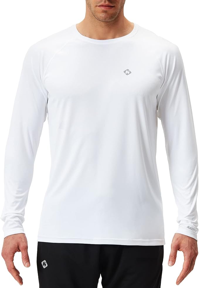 NAVISKIN Men's Rash Guard Shirts Swim Shirts UPF 50+ UV Sun Protection Long Sleeve Shirts Lightweight Quick Dry