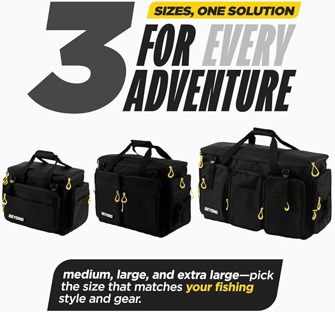 Beyond Fishing Hauler Tackle Bags - Water Resistant With Hard Molded Bottom - Perfect for Fresh Water & Salt Water Fishing Tackle Storage - Holds Tackle Boxes and Fishing Gear