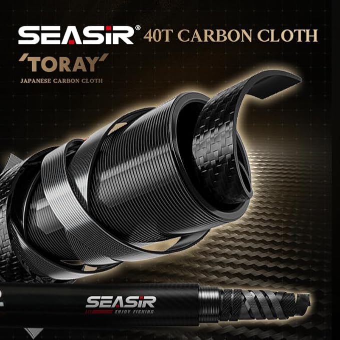 SEASIR Stream Fishing Rod, Ultralight Spinning Rod Travel Bait Casting Rod, 2 Piece, Fuji A O Ring Guide, Solid Wood Handle, 40T Carbon Fiber, Compact Fishing Pole for Saltwater Freshwater Trout Bass