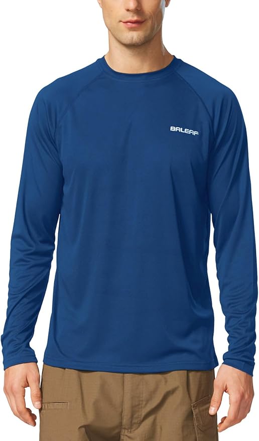 baleaf Men's Sun Protection Shirts UV SPF UPF 50+ Long Sleeve Rash Guard Fishing Running Quick Dry Lightweight