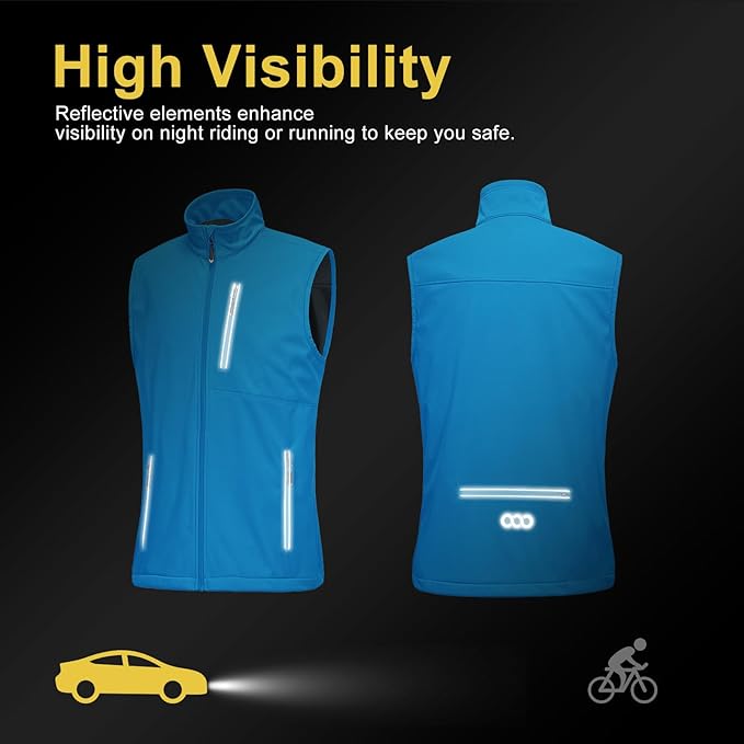 33,000ft Men's Windproof Lightweight Golf Vest Outerwear with Pockets, Softshell Sleeveless Jacket for Running Hiking Sports