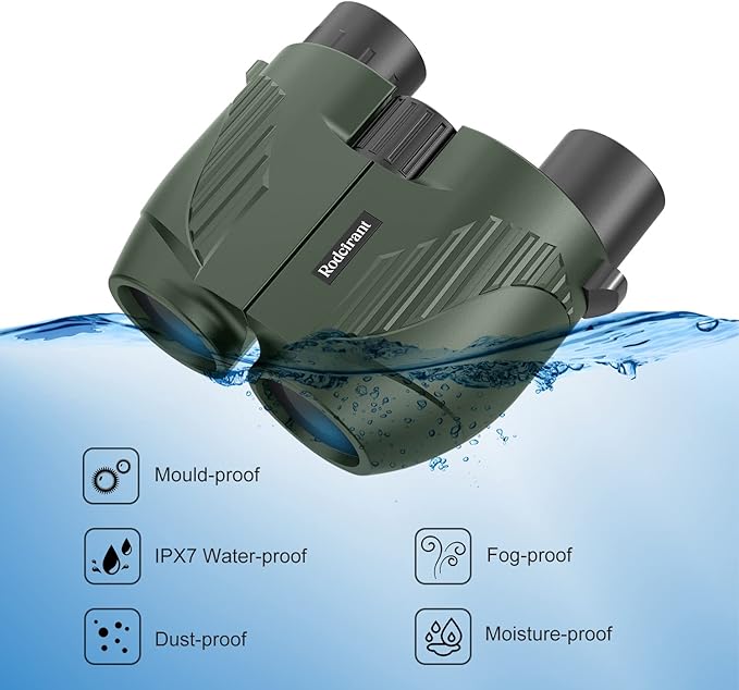 20X25 Compact Binoculars for Adults and Kids,Large Eyepiece Waterproof Binocular,Easy Focus Small Binoculars for Bird Watching,Hiking and Concert, Green