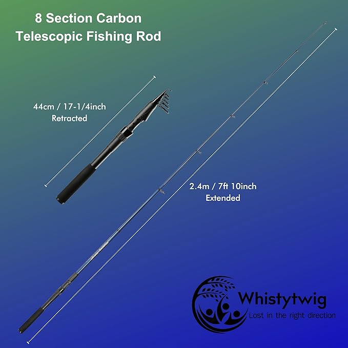 Whistytwig Telescopic Fishing Rod - Versatile Retractable Telescoping Fishing Pole, Collapsible Fishing Rod, Ideal Travel Rod