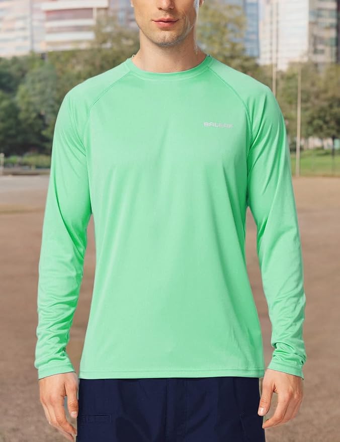 baleaf Men's Sun Protection Shirts UV SPF UPF 50+ Long Sleeve Rash Guard Fishing Running Quick Dry Lightweight