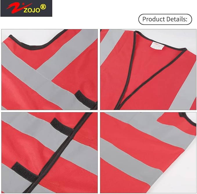 zojo High Visibility Reflective Vests,Adjustable Size,Lightweight Mesh Fabric, Wholesale Safety Vest for Outdoor Works