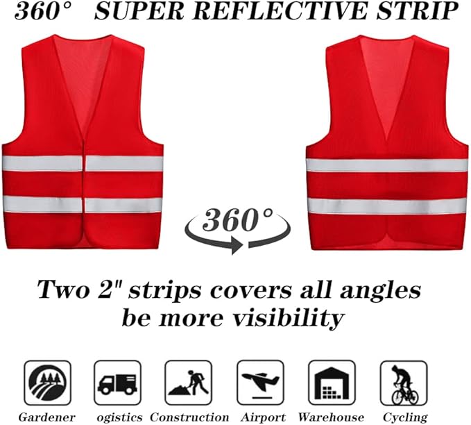 10 Pack Mount Marter Safety Reflective Vest for Outdoor Operator and Sportsmen