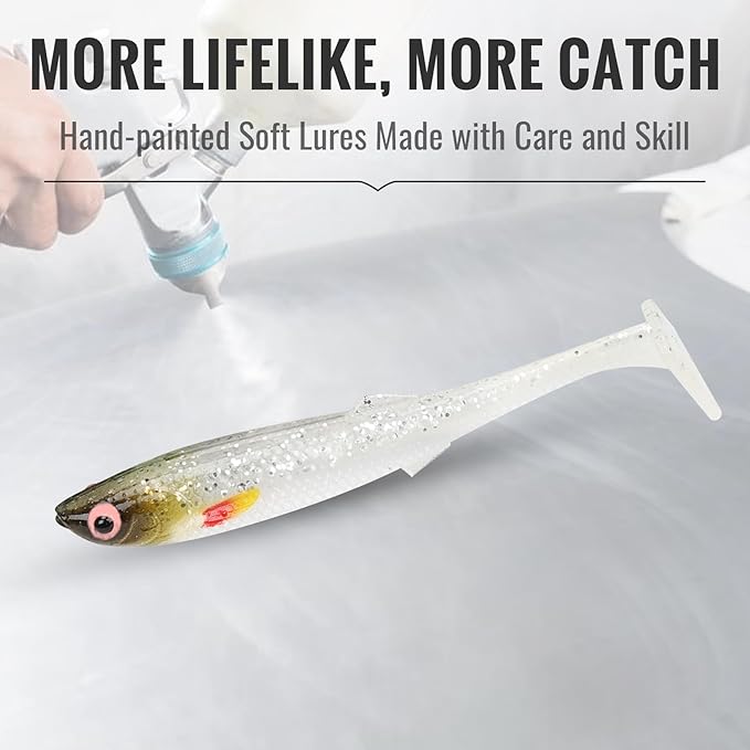 TRUSCEND Easy Catch Soft Lures, Unique Vibrating Swim Action and Trembly Sinking Move for More Bites, Amazing Soft Swimbaits for Family Fishing, Well-Made Fishing Lures for Bass Trout Crappie Walleye