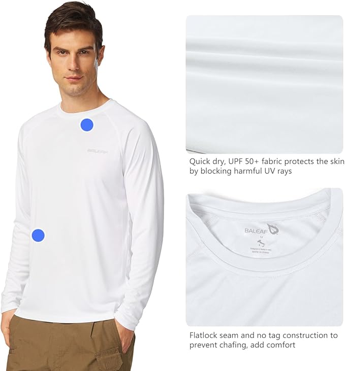 baleaf Men's Sun Protection Shirts UV SPF UPF 50+ Long Sleeve Rash Guard Fishing Running Quick Dry Lightweight