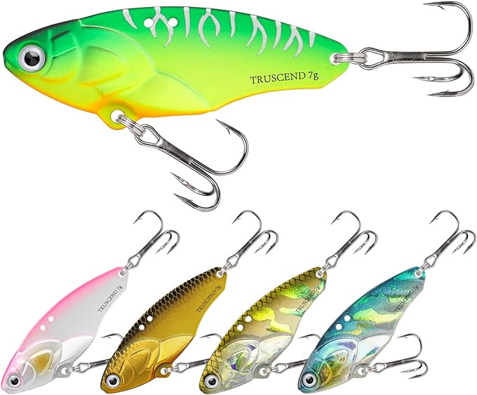 TRUSCEND Swimming or Jigging Fishing Spinners with Two-Way Spinning Spoons System, Rooster Tail Fishing Lures with Flash Copper Body & Blade, Freshwater and Saltwater Blade Bait for Bass Walleye Trout