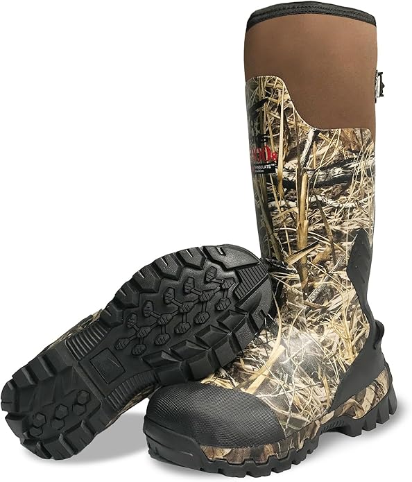 8 Fans Rubber Hunting Boots with 1000G Thinsulate Insulation,Next Camo Waterproof Rubber Mud Muck Boots with 5mm Neoprene for Men