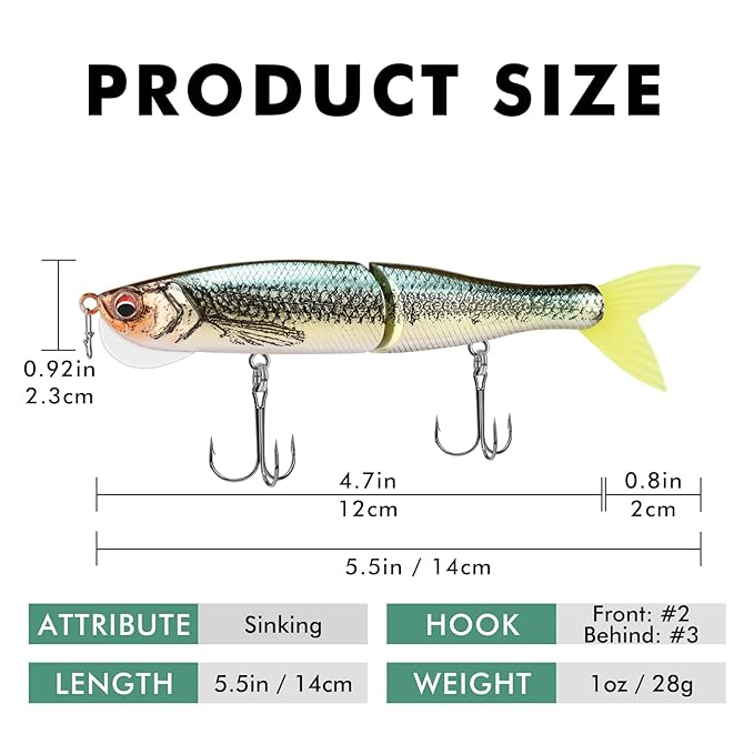 TRUSCEND Easy Catch Swimmax, Magic Noisy Turbulent Wiggling and Vibrating Actions for More Bites, Segmented Swimbait Jointed by Dyneema Strongest Fiber, Lifelike Fishing Lures for Relax Family Fishing