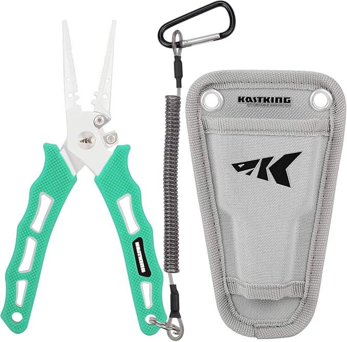 KastKing Cutthroat 7 inch Fishing Split Ring Pliers, 420 Stainless Steel Fishing Tools, Saltwater Resistant Fishing Gear, Tungsten Carbide Cutters
