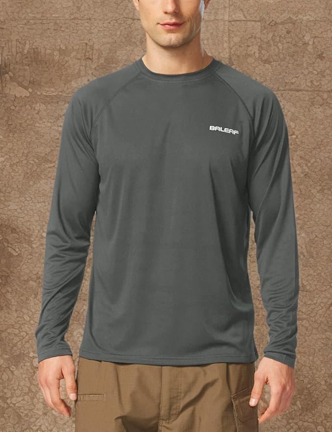 baleaf Men's Sun Protection Shirts UV SPF UPF 50+ Long Sleeve Rash Guard Fishing Running Quick Dry Lightweight
