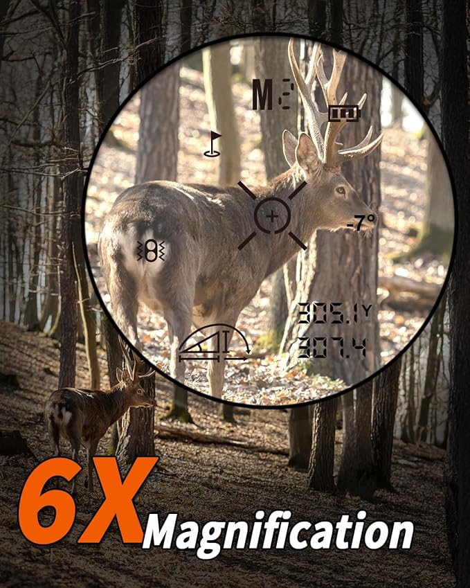WOSPORTS Hunting Rangefinder, 1200-Yard/1500-Yard Range Finder for Hunter with Distance/Angle/Speed/Scan Multi Functional, 6X Magnification
