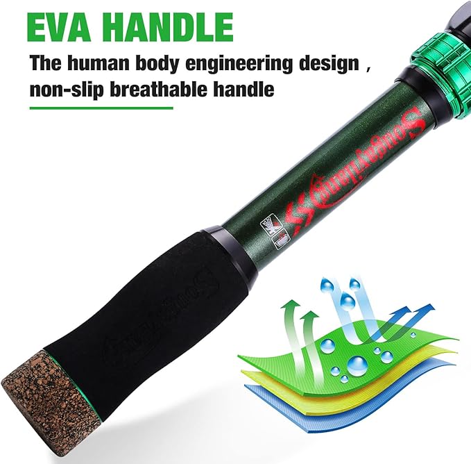 Sougayilang Telescopic Fishing Rod - 24 Ton Carbon Fiber,CNC Machined Reel Seat, Comfortable EVA Handle, Travel Fishing Rod for Bass Trout Fishing