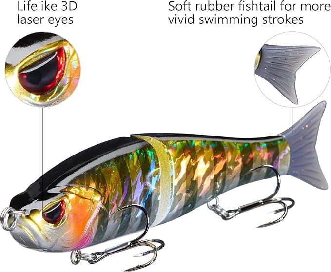 Bassdash SwimShad Glide Baits Jointed Swimbait Bass Pike Salmon Trout Muskie Fishing Lure