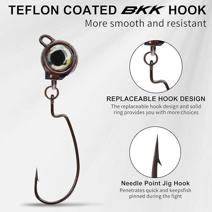TRUSCEND Fishing Jigs with Ultra Smooth Teflon Hook, Tour Grade Titanium Weed Guard Swim Jigs, Valuable Weedless Skirted Jig, Well-Made Fishing Lures for Crappie Bass Trout, Freshwater Fishing Gear