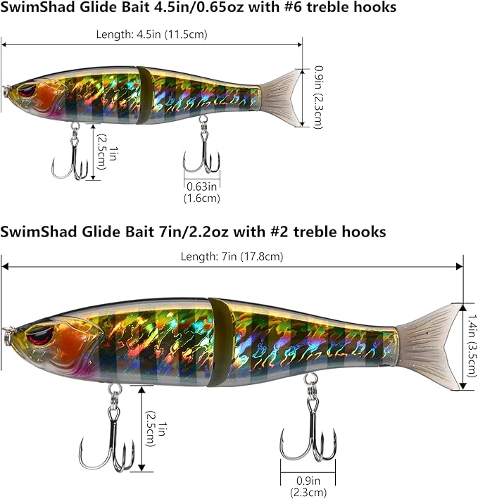 Bassdash SwimShad Glide Baits Jointed Swimbait Bass Pike Salmon Trout Muskie Fishing Lure