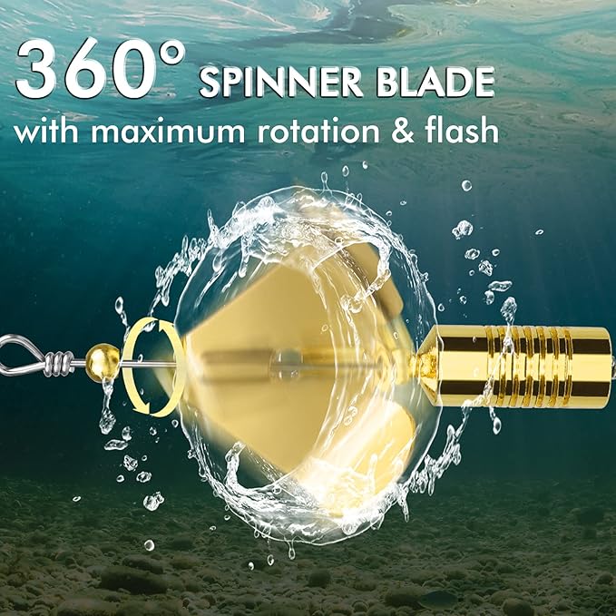 TRUSCEND Swimming or Jigging Fishing Spinners with Two-Way Spinning Spoons System, Rooster Tail Fishing Lures with Flash Copper Body & Blade, Freshwater and Saltwater Blade Bait for Bass Walleye Trout
