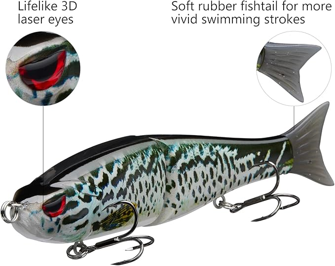 Bassdash SwimShad Glide Baits Jointed Swimbait Bass Pike Salmon Trout Muskie Fishing Lure