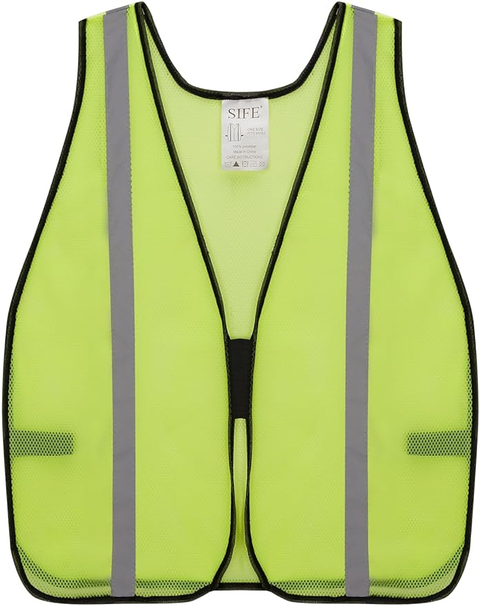 SIFE 1 Pack High Visibility Reflective Safety Vest,Made from Breathable and Neon Yellow Mesh Fabric,light weight for Man and Woman(Yellow-Grey, 1 pack)