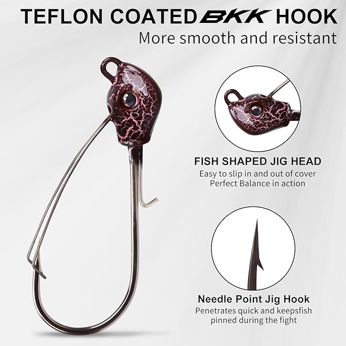 TRUSCEND Fishing Jigs with Ultra Smooth Teflon Hook, Tour Grade Titanium Weed Guard Swim Jigs, Valuable Weedless Skirted Jig, Well-Made Fishing Lures for Crappie Bass Trout, Freshwater Fishing Gear