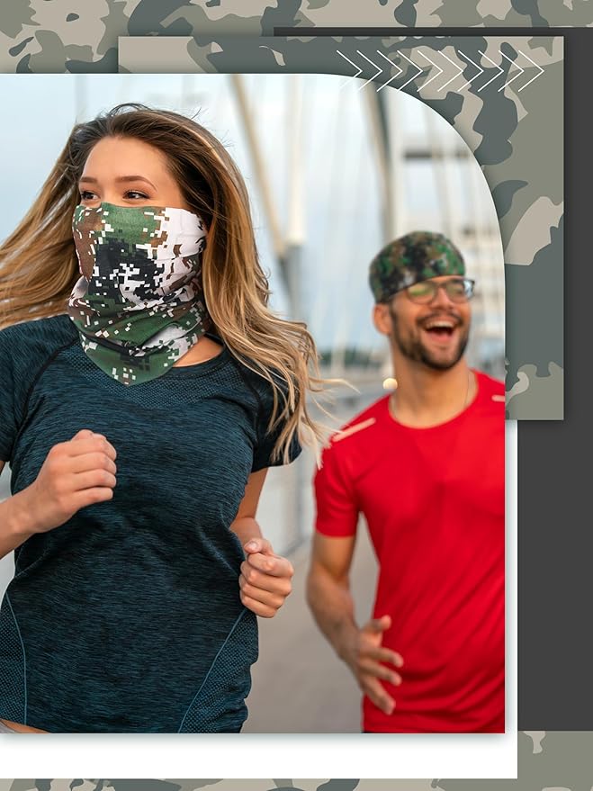 SATINIOR 10 Pieces Neck Gaiter Scarf Bandanas Balaclava Cooling Breathable Face Mask for Men Women Outdoor Sports