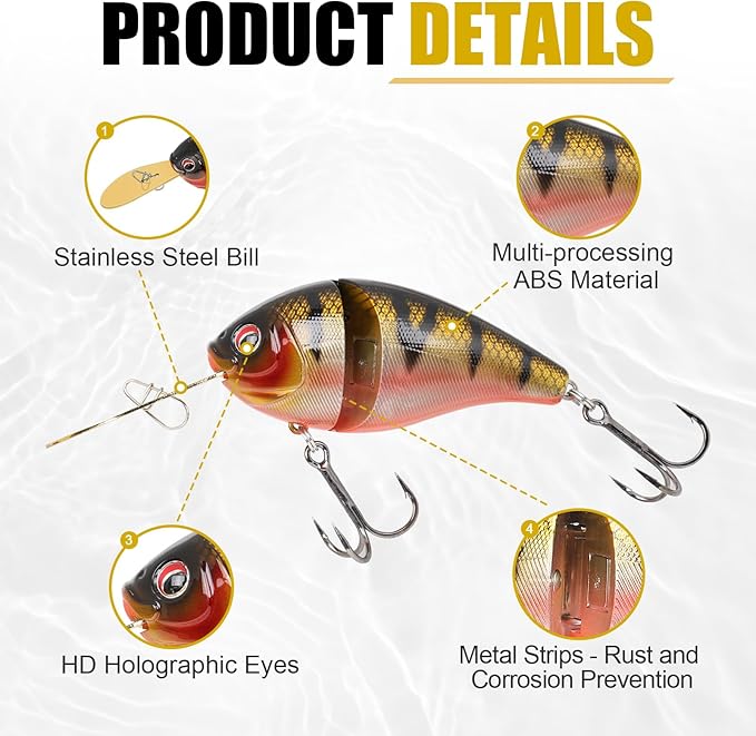 TRUSCEND Easy Catch Swimmax, Magic Noisy Turbulent Wiggling and Vibrating Actions for More Bites, Segmented Swimbait Jointed by Dyneema Strongest Fiber, Lifelike Fishing Lures for Relax Family Fishing