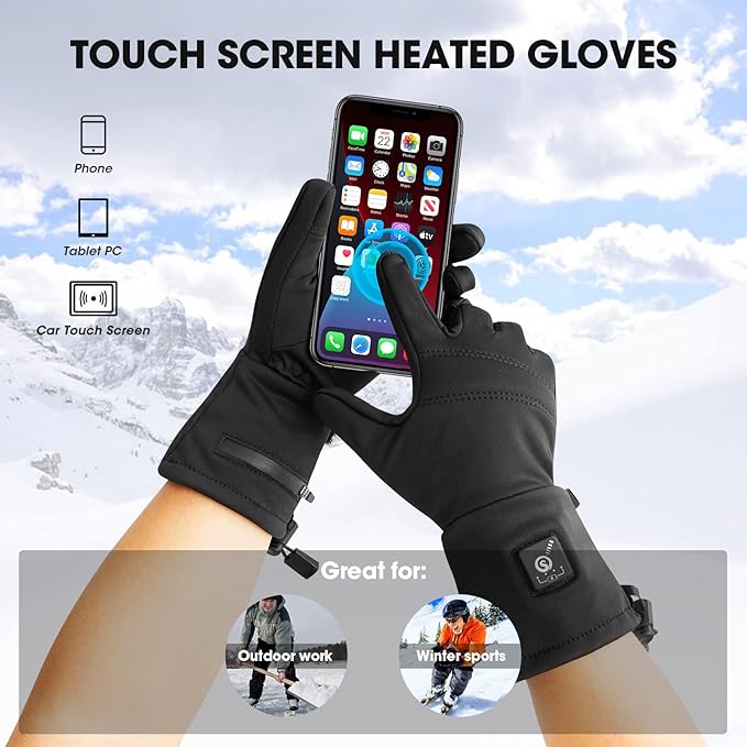 SAVIOR HEAT Heated Glove Liners for Men Women, Rechargeable Battery Electric Heated Gloves, Winter Warm Glove Liners, Thin Gloves Riding Ski Snowboarding Hiking Cycling Hand Warmers