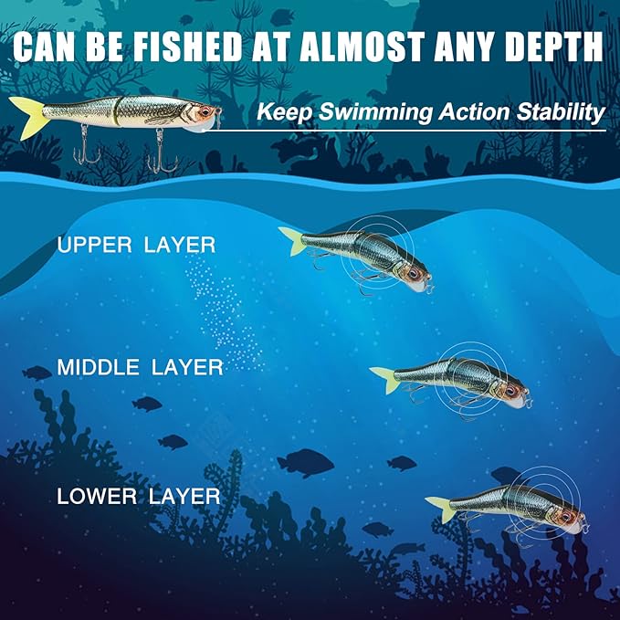 TRUSCEND Easy Catch Swimmax, Magic Noisy Turbulent Wiggling and Vibrating Actions for More Bites, Segmented Swimbait Jointed by Dyneema Strongest Fiber, Lifelike Fishing Lures for Relax Family Fishing