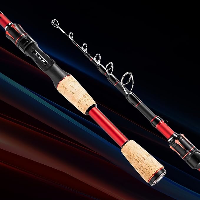 EOW XPEDITE LITE Portable Telescopic Fishing Rods & Combo, Spinning & Casting Fishing Poles, 24T Carbon Rod Blanks, Solid Carbon Tip, Split Cork Grips, Travel Rod, Combos with 5+1BB Spinning Reel