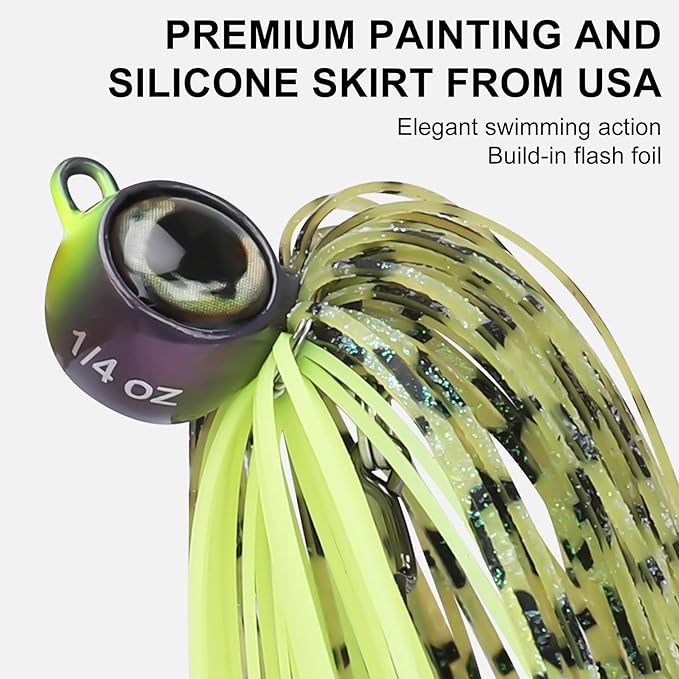 TRUSCEND Fishing Jigs with Ultra Smooth Teflon Hook, Tour Grade Titanium Weed Guard Swim Jigs, Valuable Weedless Skirted Jig, Well-Made Fishing Lures for Crappie Bass Trout, Freshwater Fishing Gear