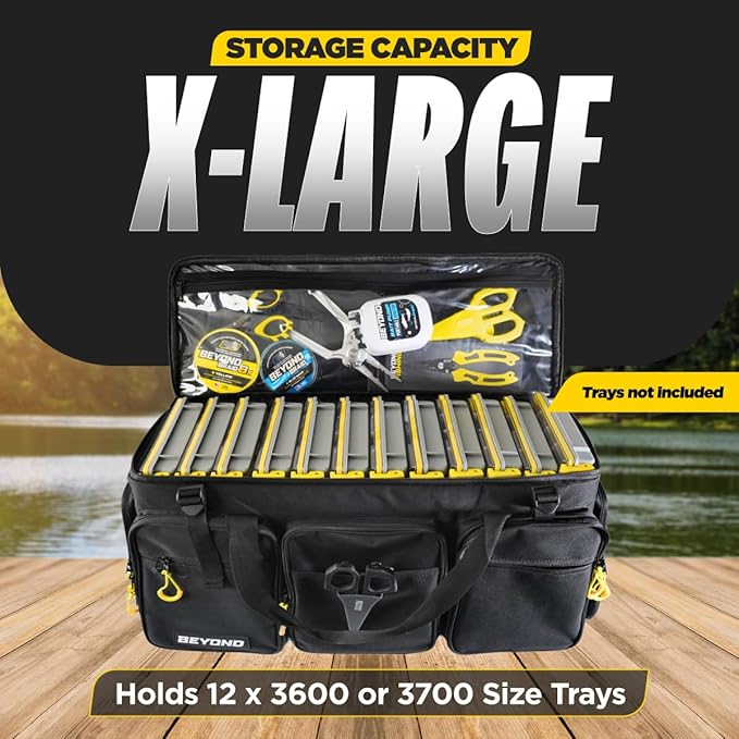 Beyond Fishing Hauler Tackle Bags - Water Resistant With Hard Molded Bottom - Perfect for Fresh Water & Salt Water Fishing Tackle Storage - Holds Tackle Boxes and Fishing Gear