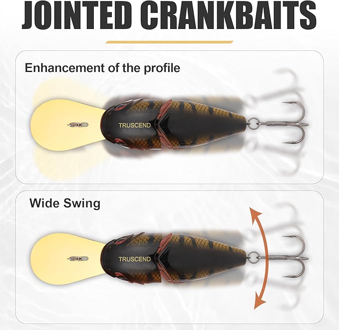 TRUSCEND Easy Catch Swimmax, Magic Noisy Turbulent Wiggling and Vibrating Actions for More Bites, Segmented Swimbait Jointed by Dyneema Strongest Fiber, Lifelike Fishing Lures for Relax Family Fishing