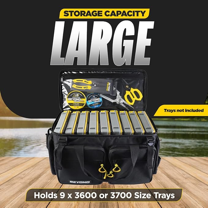 Beyond Fishing Hauler Tackle Bags - Water Resistant With Hard Molded Bottom - Perfect for Fresh Water & Salt Water Fishing Tackle Storage - Holds Tackle Boxes and Fishing Gear