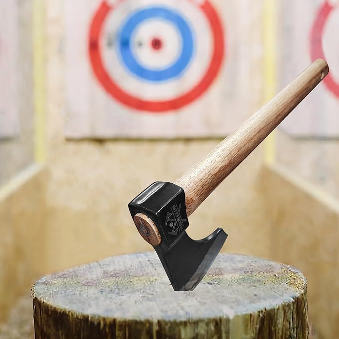 Throwing Axe, 18.9" Throwing Axes and Tomahawks with 1065 High Carbon Steel & Hickory Wooden Handle, Perfect for Axe Throwingg Game, Competition and Recreation, Gift for Men