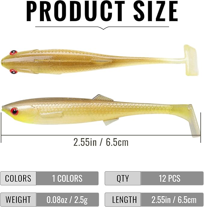 TRUSCEND Easy Catch Soft Lures, Unique Vibrating Swim Action and Trembly Sinking Move for More Bites, Amazing Soft Swimbaits for Family Fishing, Well-Made Fishing Lures for Bass Trout Crappie Walleye