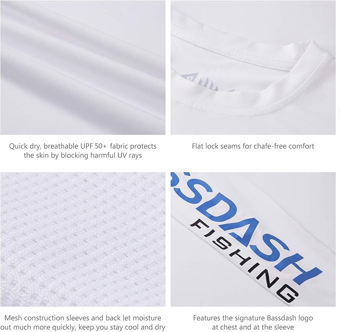 BASSDASH Fishing T Shirts for Men UV Sun Protection UPF 50+ Long Sleeve Tee T-Shirt