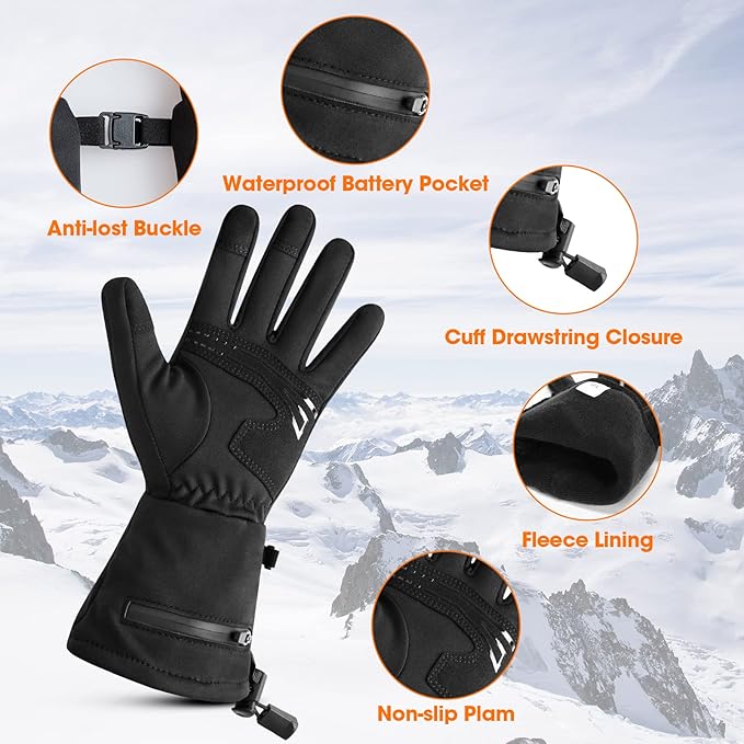 SAVIOR HEAT Heated Glove Liners for Men Women, Rechargeable Battery Electric Heated Gloves, Winter Warm Glove Liners, Thin Gloves Riding Ski Snowboarding Hiking Cycling Hand Warmers