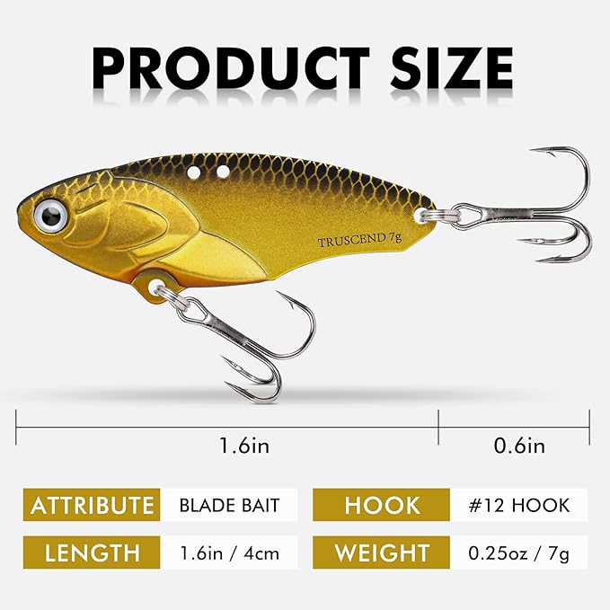TRUSCEND Swimming or Jigging Fishing Spinners with Two-Way Spinning Spoons System, Rooster Tail Fishing Lures with Flash Copper Body & Blade, Freshwater and Saltwater Blade Bait for Bass Walleye Trout
