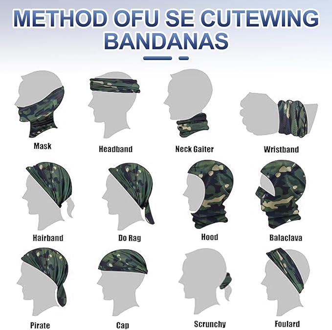 SATINIOR 8 Pcs Winter Bandanas for Men for Cold Warmer Neck Gaiter Scarf Balaclava Windproof Breathable Face Cover Scarf