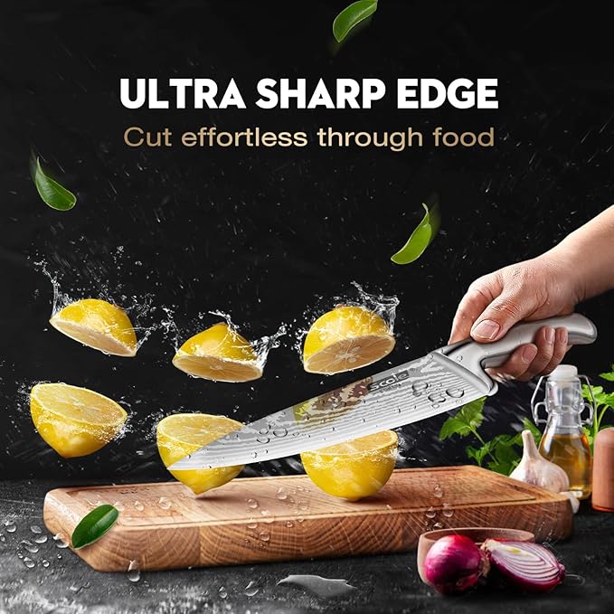 SCOLE® Chef Knife Ultra Sharp Kitchen Knife Set 7-Piece, Premium German 1.4116 Stainless Steel Chefs Knife Set, Ergonomic Handle Professional Knives Set for Kitchen with Gift Box
