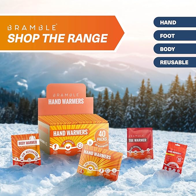 Bramble Hand Warmers Disposable Value Pack (2 Warmers per Pack) Pocket Warmers for Hiking, Outdoor Activities, Skiing - up to 10 Hours of Heat