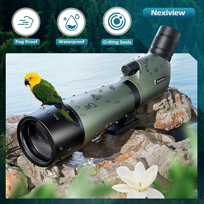 25-75x80 HD Spotting Scope with 64in Tripod and Upgraded Phone Adapter, Clear Image with BAK4 Prism Spotting Scopes for Target Shooting, Bird Watching, Hunting, Wildlife Viewing๏ผGreen๏ผ