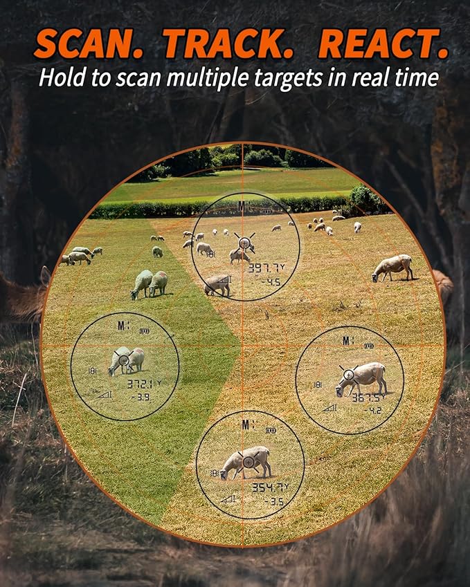 WOSPORTS Hunting Rangefinder, 1200-Yard/1500-Yard Range Finder for Hunter with Distance/Angle/Speed/Scan Multi Functional, 6X Magnification