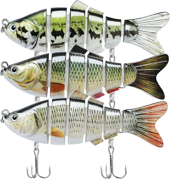 TRUSCEND Easy Catch Swimmax, Magic Noisy Turbulent Wiggling and Vibrating Actions for More Bites, Segmented Swimbait Jointed by Dyneema Strongest Fiber, Lifelike Fishing Lures for Relax Family Fishing