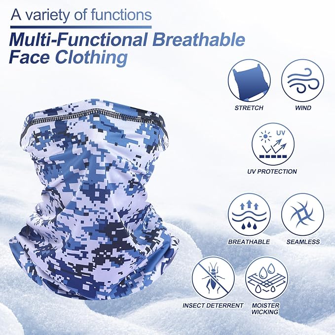 SATINIOR 8 Pcs Winter Bandanas for Men for Cold Warmer Neck Gaiter Scarf Balaclava Windproof Breathable Face Cover Scarf