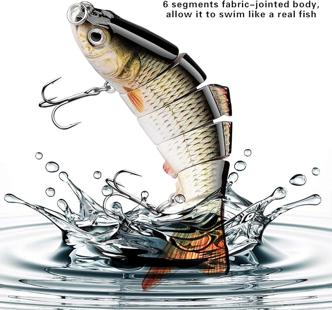 Bass Fishing Lure for Freshwater and Saltwater Lifelike Fishing Lures Multi Jointed Swimbait for Bass Trout Crappie Walleye Pike Fishing Gifts for Men