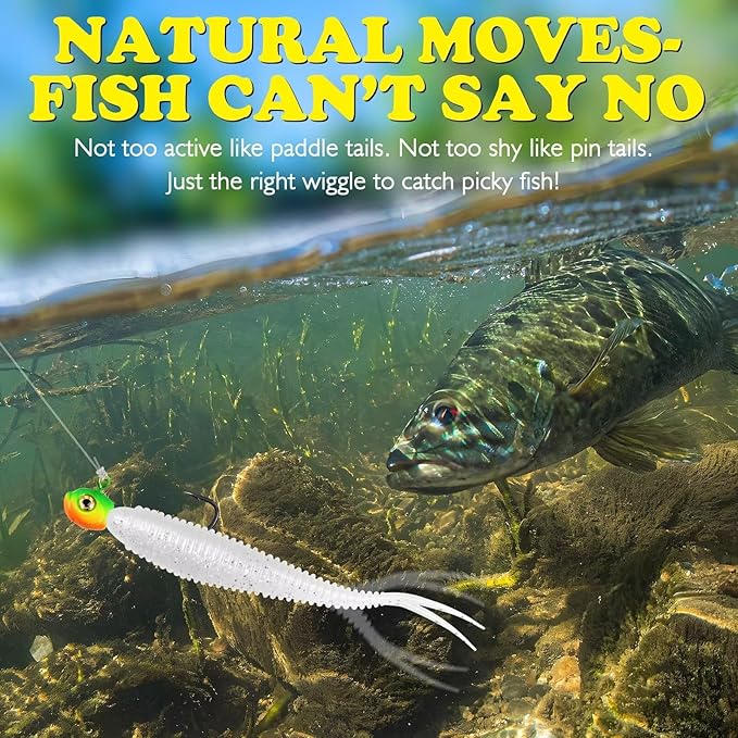 LUCKYFISHING Soft Plastic Baits 20PCS/30PCS/40PCS Forked Tail Fishing Soft Bait for Bass Walleye Trout Crappie Lures 3in/3.5in/4in